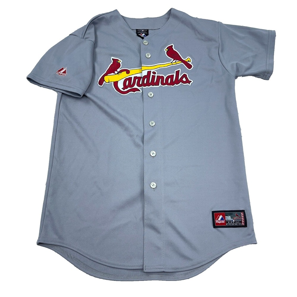 Vintage St Louis Cardinals Jersey Youth XL Gray Alber Pujols Uniform Shirt Y2K *